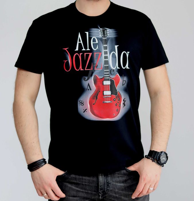 Autorska muzyczna koszulka t-shirt dla gitarzysty różne wzory Red Note