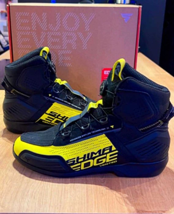 Buty motocyklowe krótkie Shima Edge Vent Men czarny-zółty fluo 44