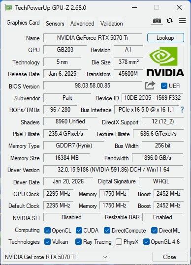 Відеокарта Palit rtx 5070 Ti