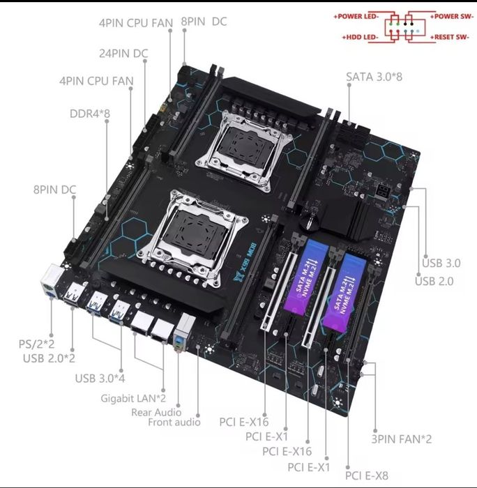 Machinist x99  md8 dual + 2x2680v4+cpu cooler. ОПИСАНИЕ!