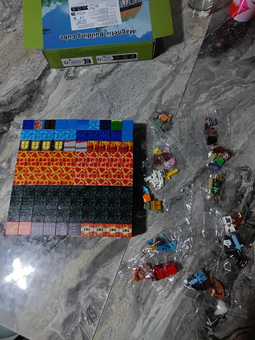 Магнітні кубики майнкрафт 200шт+12героїв