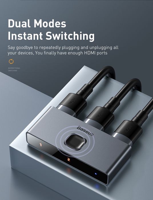 USB-Hub Baseus Matrix HDMI Switcher (2in1or 1in2) Space Gray.