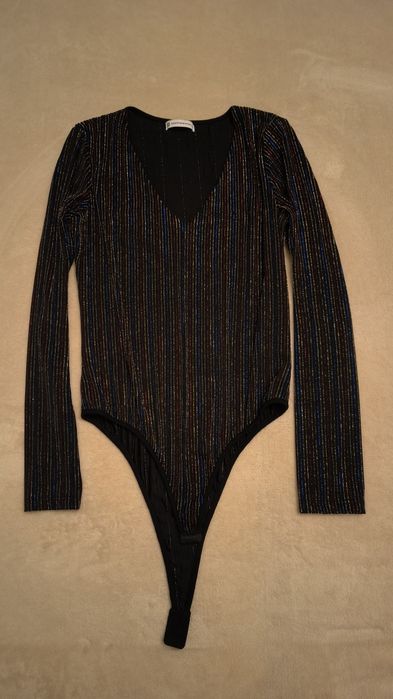 Śliczne błyszczące body M/L Szachownica