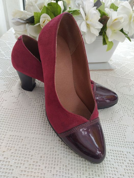 Sapatos bordeaux camurça e verniz, elegantes - Tam.38 - Calçado Portug