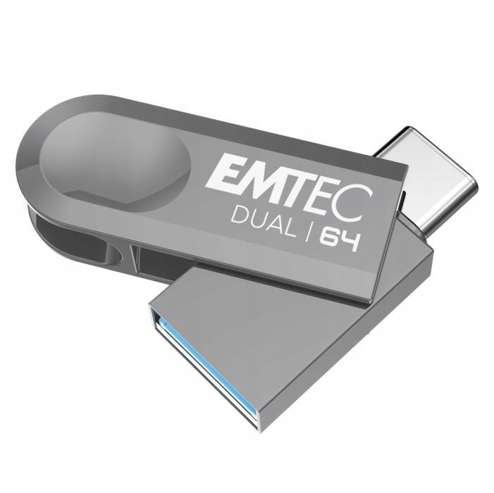 outlet pendrive emtec d280 64gb usb 3.2 dual usb-c usb-a szary