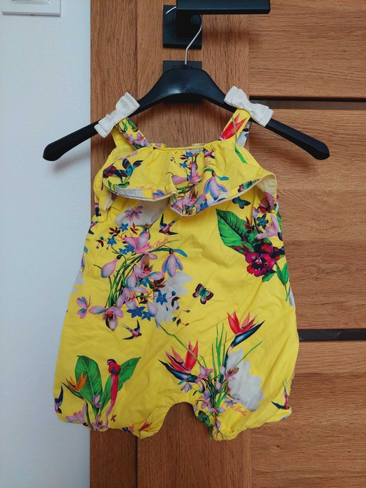 Żółty rampers w kwiaty ted baker 6-9m 68-74 cm