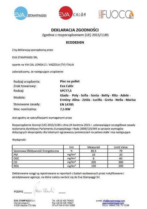 Piecyk na pellet EVA CALOR Giada 9 kW CZERWONY BIAŁY CZARNY (możliwość rat)