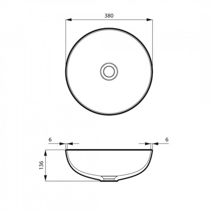 Umywalka nablatowa okrągła czarna 38 cm MOLIS BLACK