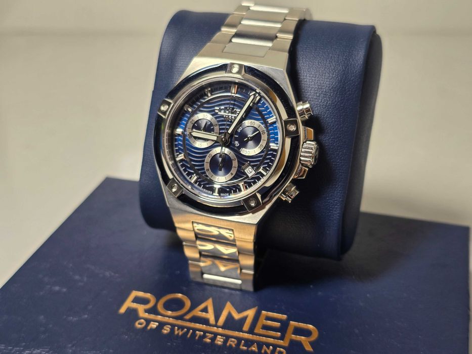 Zegarek Męski Roamer Tempomaster Chrono 221837 Niebieska Tarcza