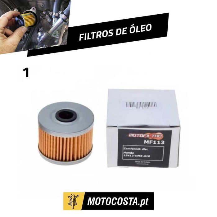 Filtros de Óleo para Motos e Motoquatro - Vários Modelos (Honda, Yamaha, Suzuki, Kawasaki, BMW, KTM e mais)