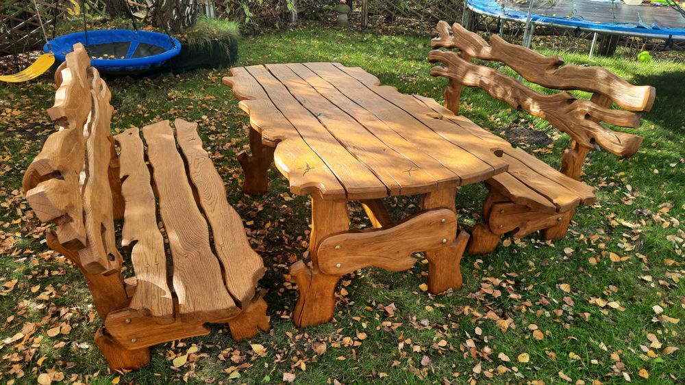 Meble ogrodowe dębowe  biesiadne