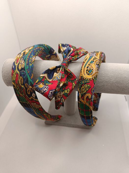 Opaska jedwabna do włosów mama córka handmade