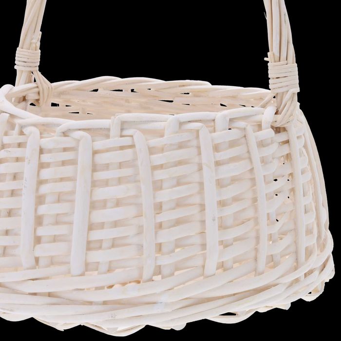 Kremowy okrągły kosz wiklinowy święconka wielkanoc