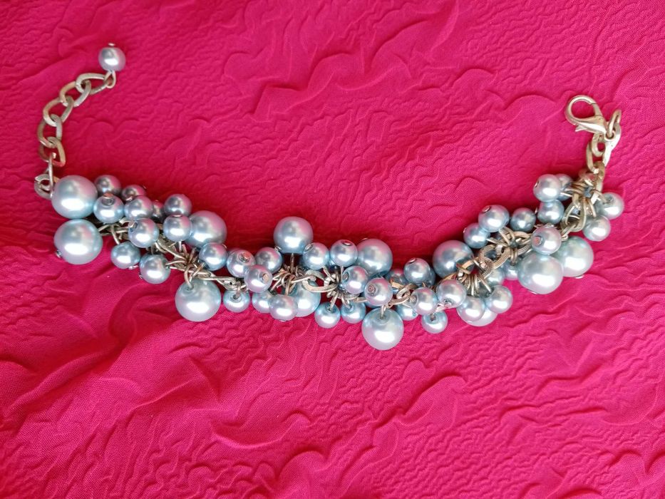 8) Bransoletka perełki niebieska NOWA