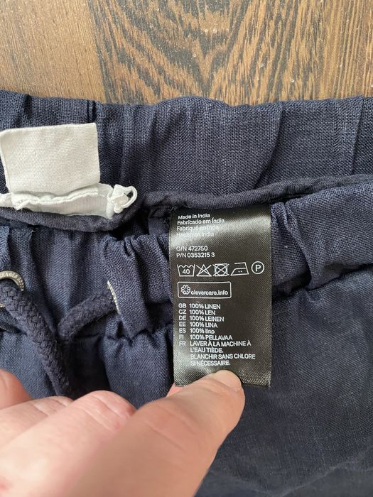 Чоловічі льняні штани брюки темно сині H&M