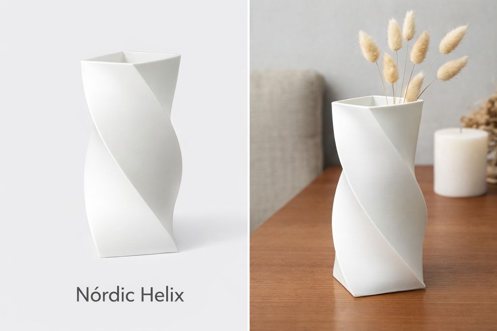 Nórdic Helix – Vaso Decorativo Branco Acetinado
