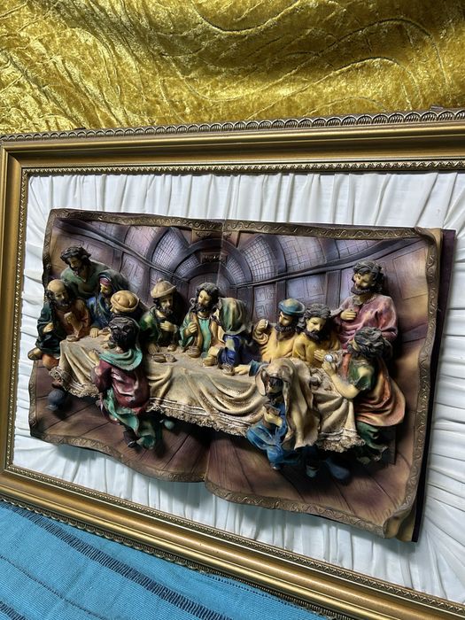 Quadro Decorativo – A Santa Ceia em Alto-Relevo