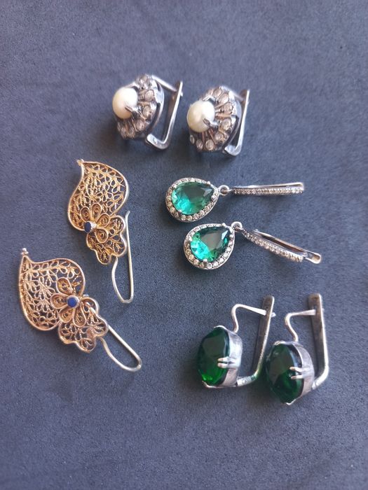 Серьги серебро 925проба и 875проба