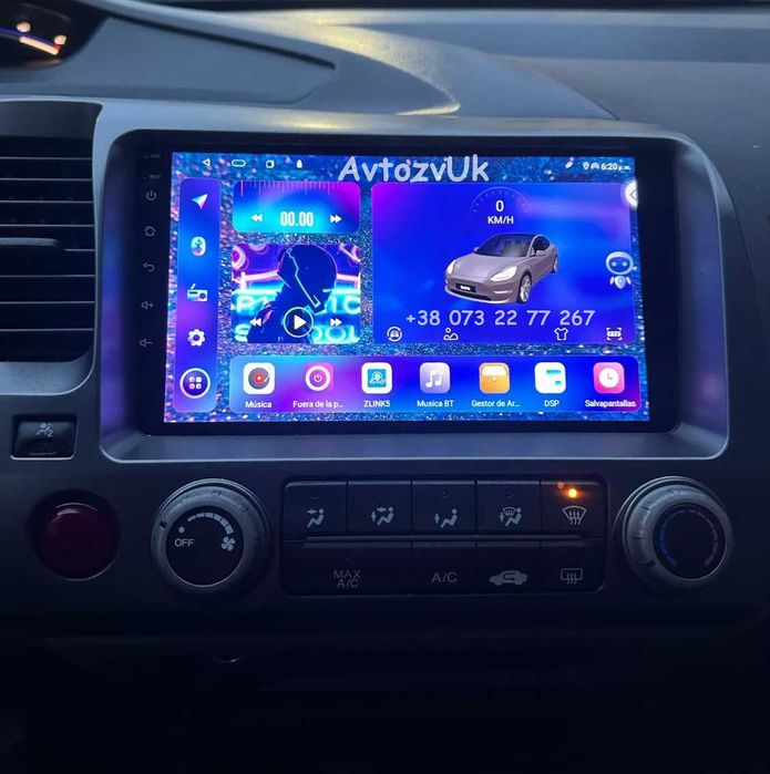 Магнитола HONDA Civic GPS USB Tesla Сивик 2 дин din CarPlay Android 15