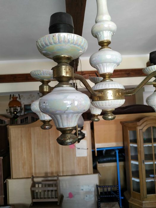 Żyrandol metal plus ceramika