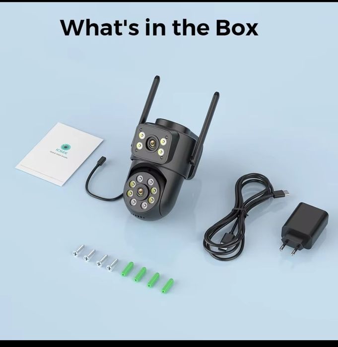 Câmera de segurança 4MP, Visão noturna Deteção Movimento, zoom digital