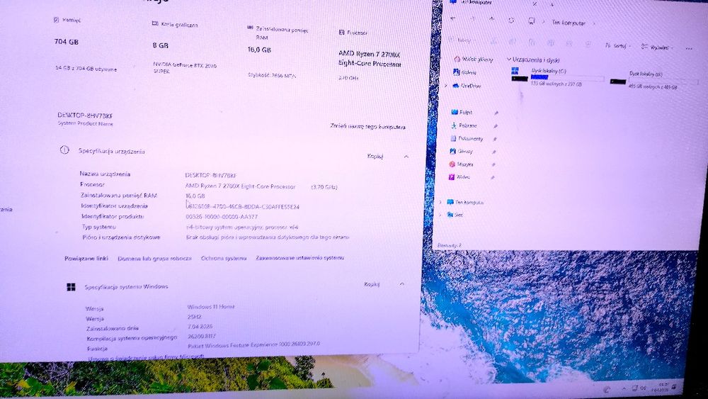 Komputer Ryzen 7 | RTX 2070S  | 16GB RAM | SSD+HDD | Windows 11