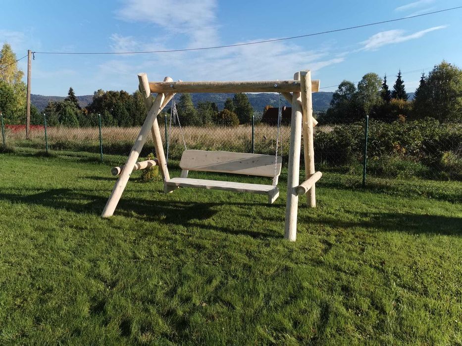 Drewniana huśtawka ogrodowa GRUBE BALE Plac zabaw Stelaż DO OGRODU +