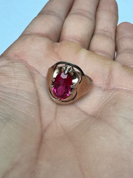 Pierścionek srebrny, gwiazda pozłacana próba 875. ZSRR