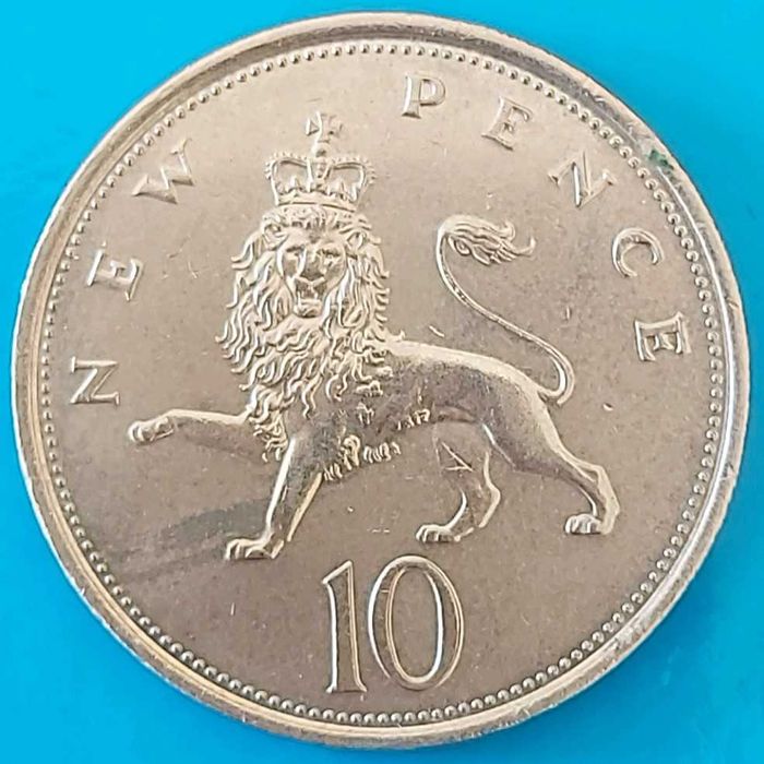 10 New Pence de 1977, Reino Unido, Isabel II