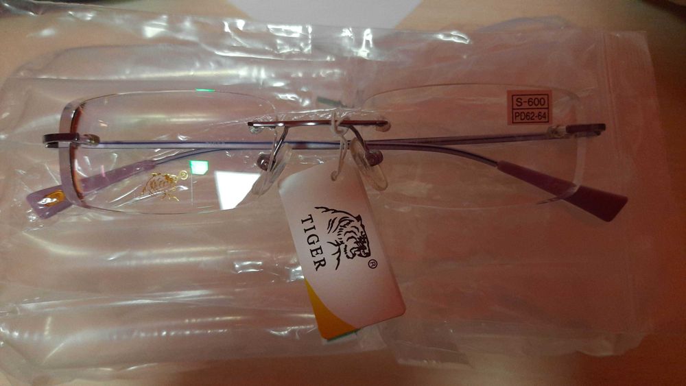 Безоправні окуляри для зору -6 фіолетові дужки