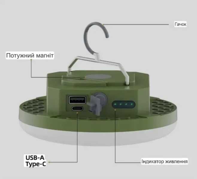 Кемпінгова LED-лампа ліхтар MOS 14 G з функцією павербанка