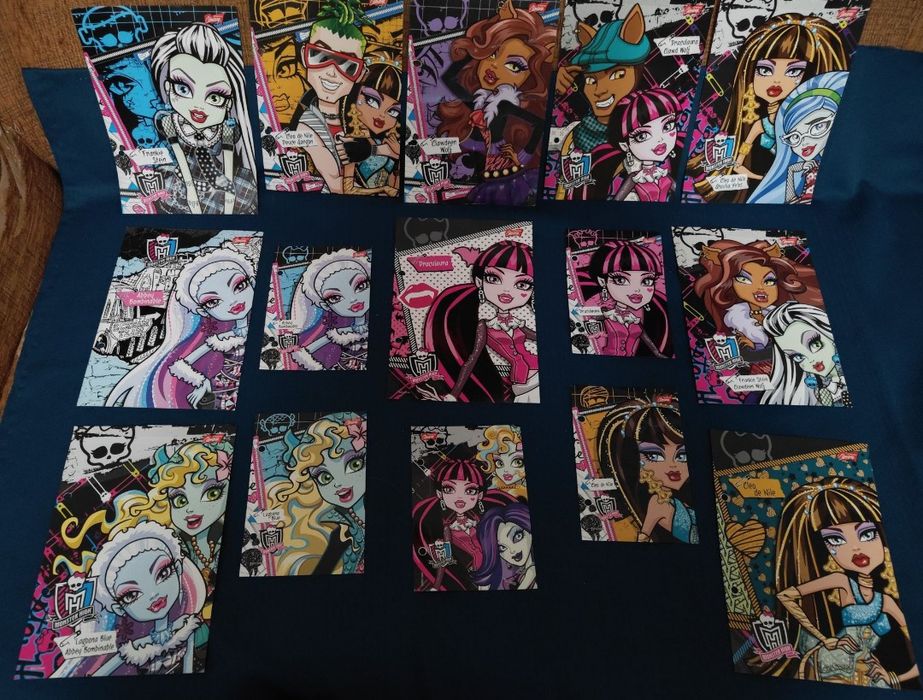 NOWE karteczki kolekcjonerskie z Monster High i segregator UNIKAT.