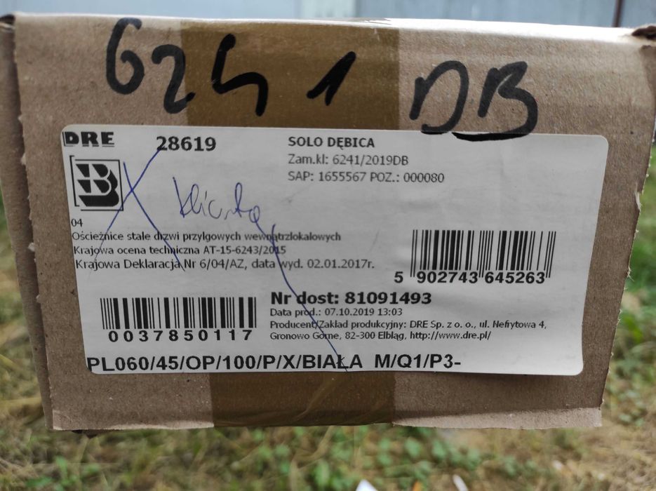 Ościeżnice DRE 60 prawe białe, nowe fabrycznie zapakowane - 1 szt.