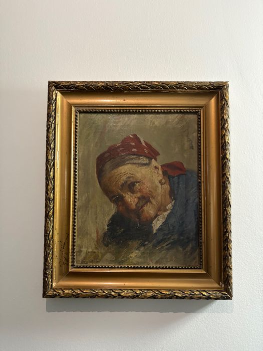 Portret starszej kobiety – olej na płótnie, 1900r. - stara rama