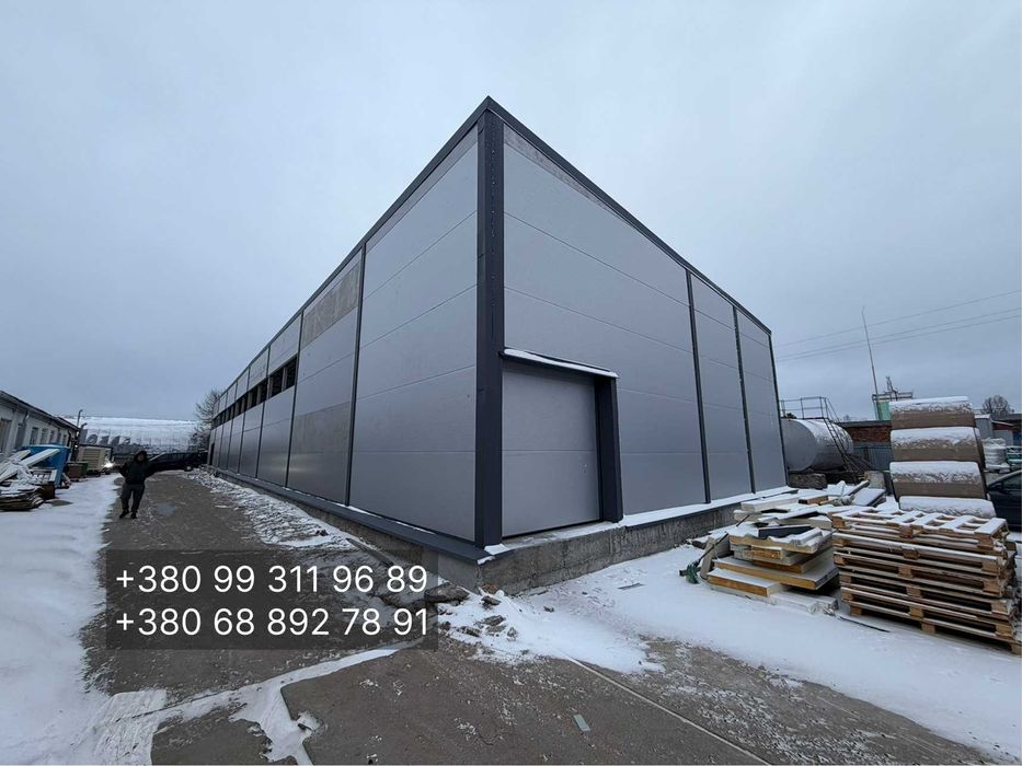 Теплый ангар из сэндвич-панелей 12×48 | 576 м² | под ключ 6363 грн/м²