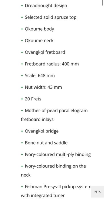 Guitarra Acustica Harley Benton Custom Line Superior-E VS