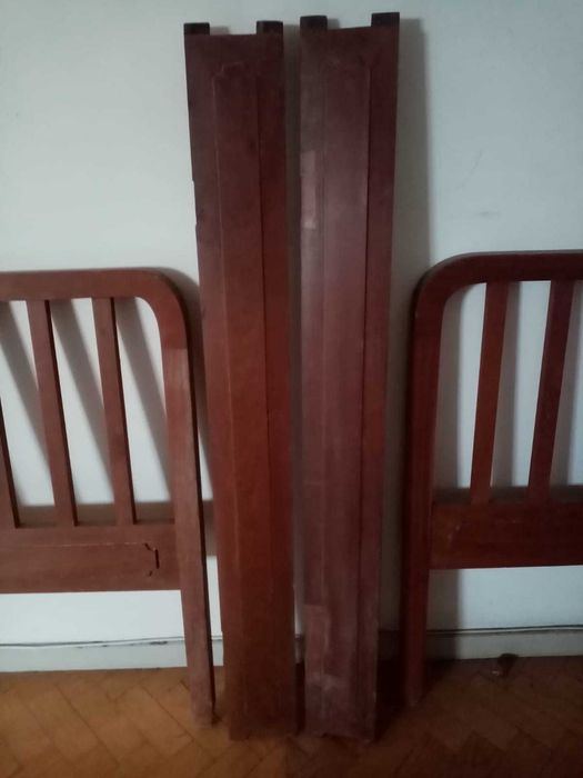 cama de criança: 130 cm, com grades, design de meados do século XX