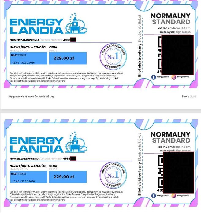 Bilety do Energylandii