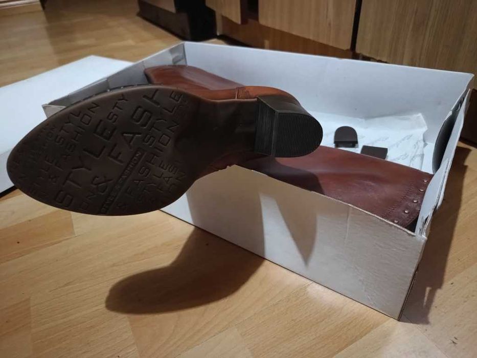 NOWE Buty Kozaki KOWBOJKI Damskie37 Skóra100% BRĄZ I-Klasa Gw6m +FLEKI