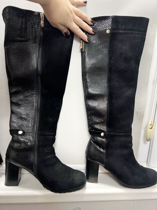 Зимні чоботи єврозима Foletti, замша+ шкіра тиснення змія 40р./25,5