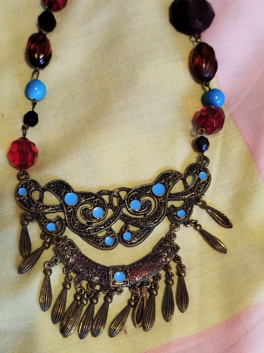 Naszyjnik turkusowy kolorowe korale