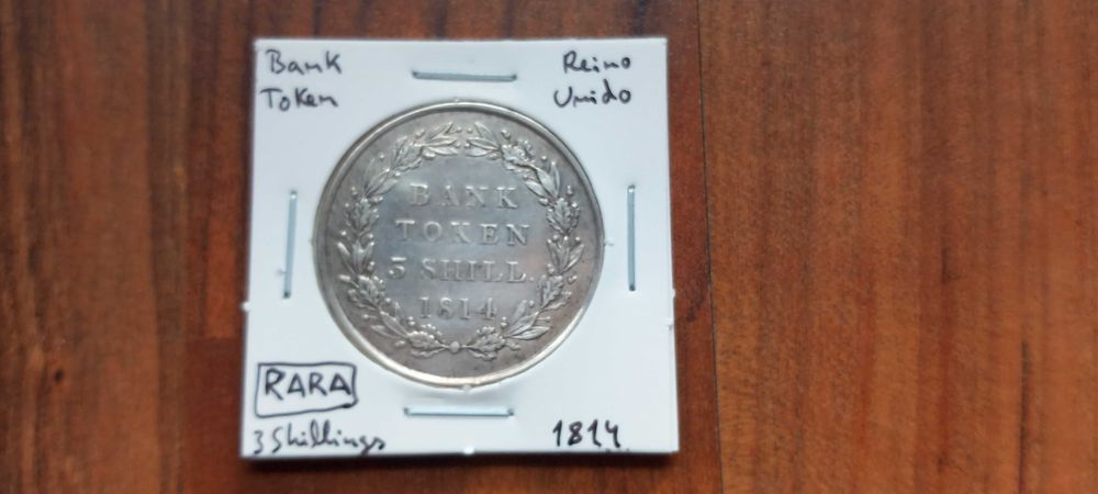 Moeda 3 Shillings 1814 Reino Unido  - Bank Token