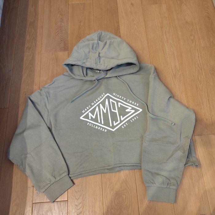 Krótka bluza z kapturem PULL&BEAR, róż. M, khaki