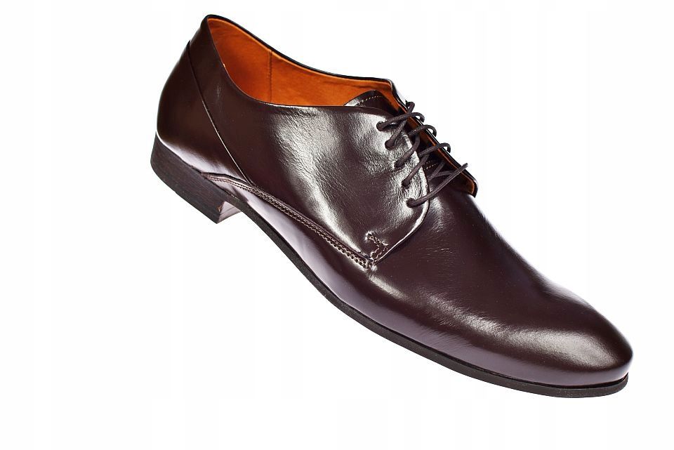 Półbuty męskie brązowe skórzane wizytowe Polskie M39 roz. 40