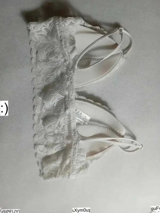 Primark bralette XS 34/36 biały koronkowy biustonosz bez fiszbin