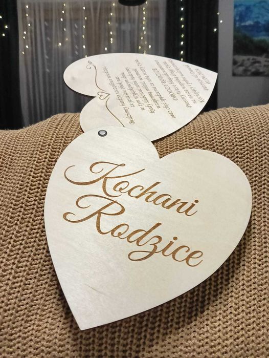 Zaproszenie, podziękowania dla rodziców sklejka 3mm