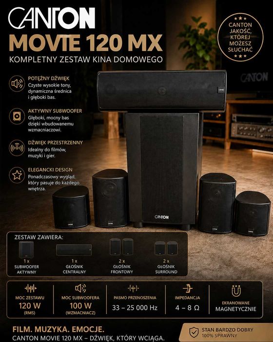 Canton Movie 120 MX – zestaw głośników 5.1 / 2 × 140 W + 3 x 100 W + subwoofer