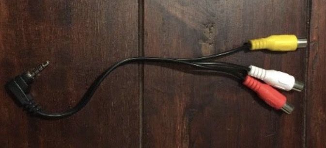 Kabelek 3xRCA (cinch) na mały jack - krótki przewód, przejściówka