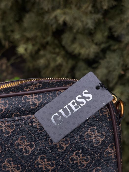 Сумка Guess Vezzola Smart чоловіча шкіряна чорна барсетка Гесс