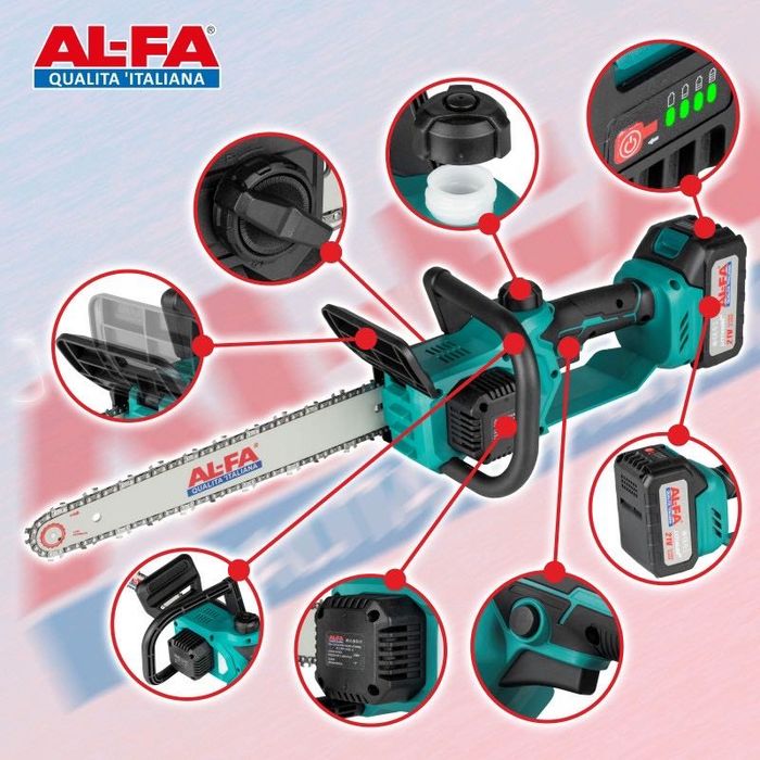 Аккумуляторная бесщеточная пила AL-FA ALCRH-21BL-2 (21V / 4Ah)